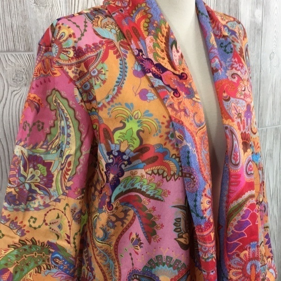 C.o.z.y. Pink Paisley Open Fringed Jacket Size Large - Picture 3 of 14